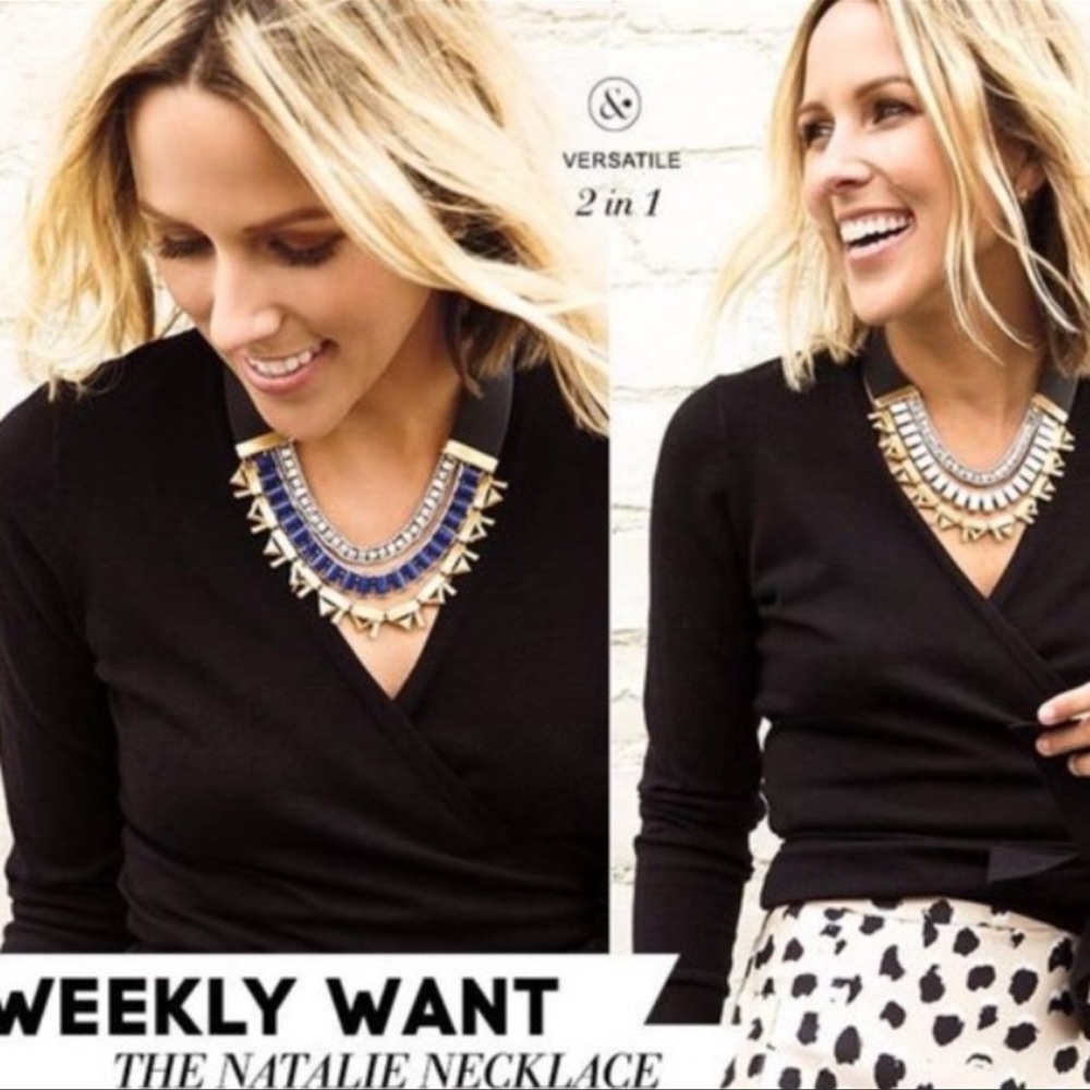 Stella & Dot Natalie Leather/Cobalt Necklace